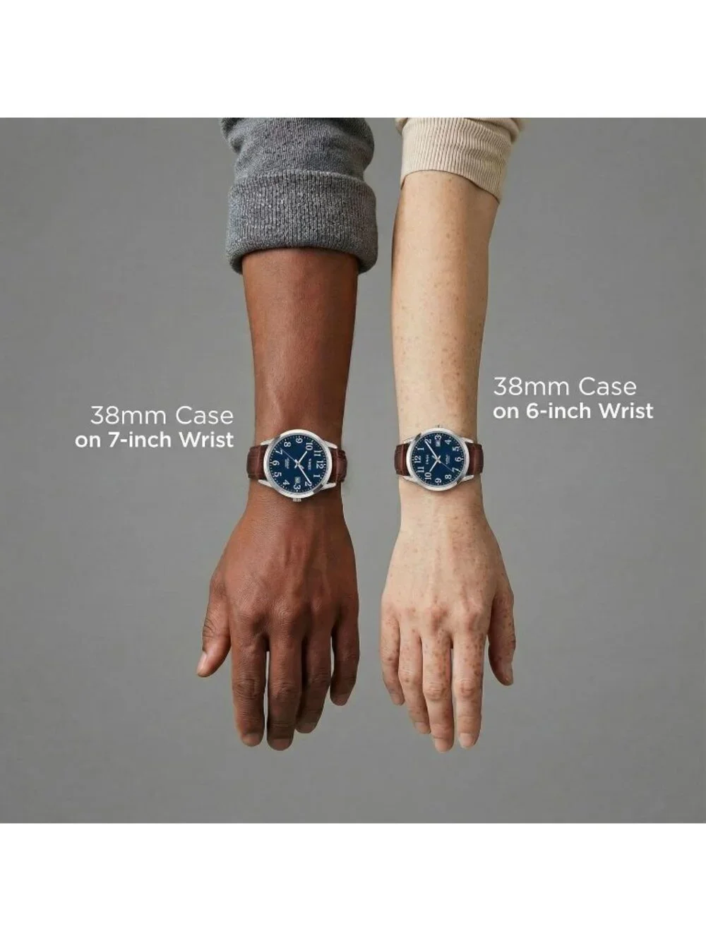 Men's Brown And Blue Analog Quartz Leather Strap Sport Easy Reader Wrist Watch